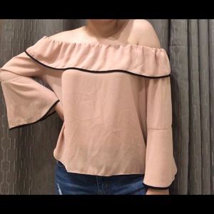 pink strapless shirt